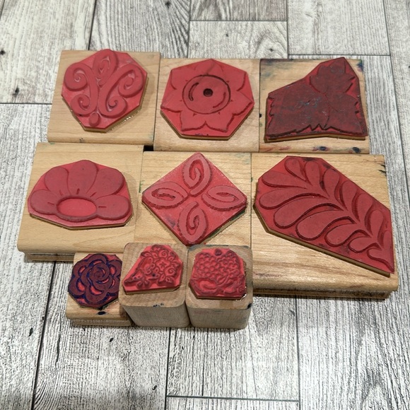 JRL design floral wood rubber craft stamps lot of 9 - Picture 4 of 6